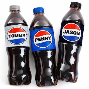Personalised Pepsi Bottle Label Sticker | Custom Name Soda Gift | Birthday Party Favour