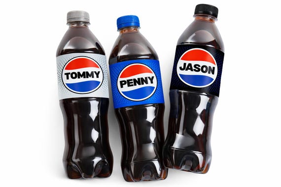 Personalised Pepsi Bottle Label Sticker | Custom Name Soda Gift | Birthday Party Favour