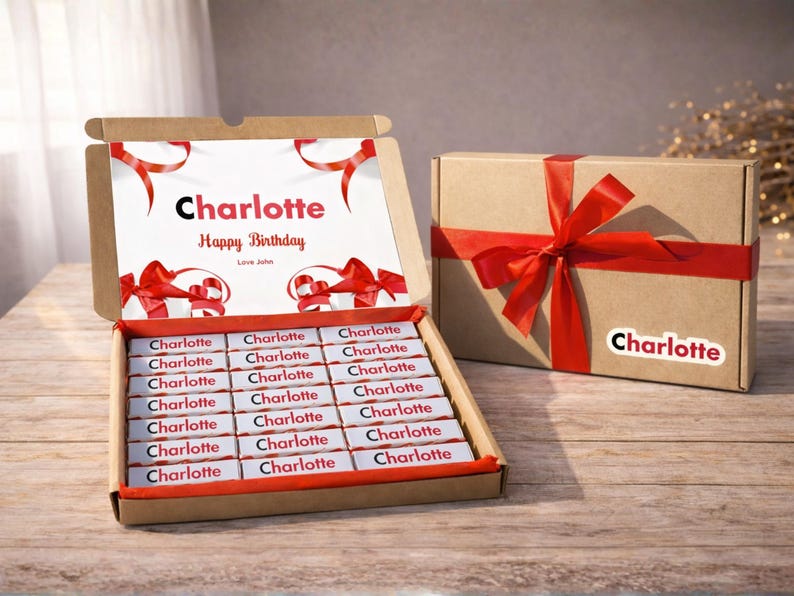 PERSONALISED Chocolate Hamper Present Custom Birthday, Christmas, Fun, Sweet Gift Idea and Funny Novelty Gift, Anniversary gif, Her Design 1