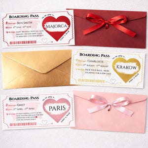 Personalised Scratch Reveal Boarding Pass Voucher | Custom Holiday Destination Surprise | Trip Gift