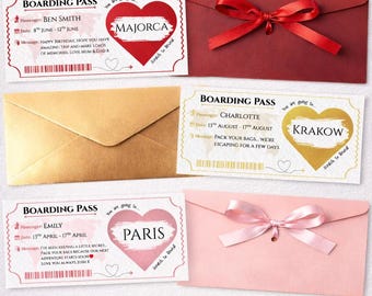Personalised Scratch Reveal Boarding Pass Voucher | Custom Holiday Destination Surprise | Trip Gift