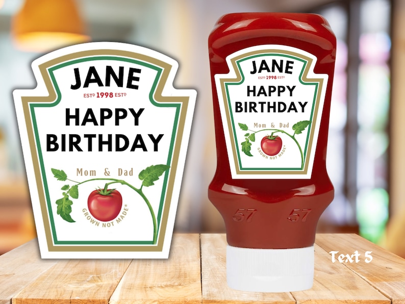 Novelty Custom Tomato Ketchup Label Personalised Sticker Label for Gifts & Events , add any text , fully customised , funny gift ,fun gift image 6