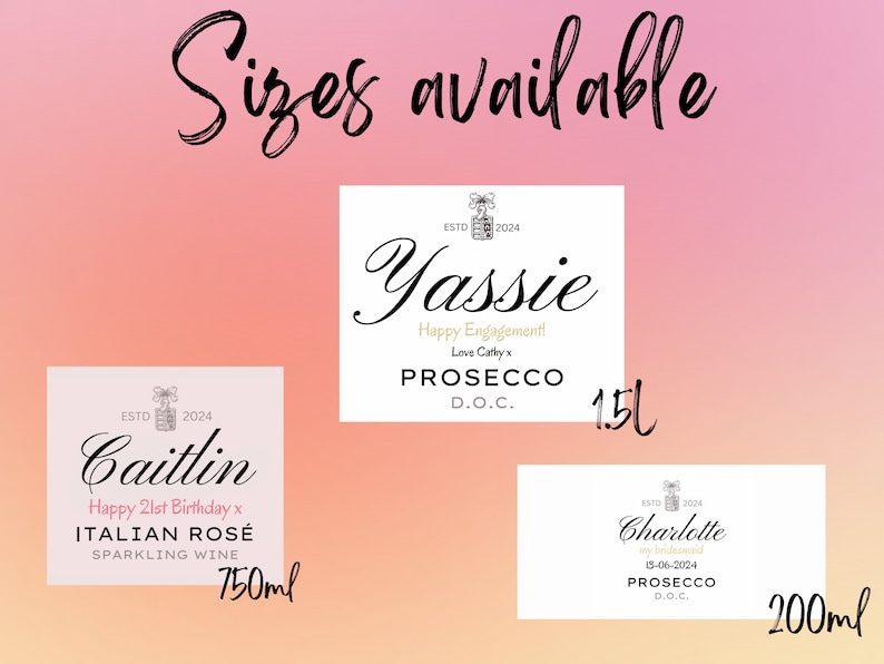 Personalised Prosecco Champagne Wine Label Sticker - Custom Birthday, Christmas, Fun, Sweet Gift Idea and Funny Novelty Gift image 6