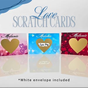 Cartes d'amour personnalisées à gratter - Cadeau Saint Valentin pour lui, nom personnalisé/texte, cadeau mignon doux coeurs à gratter surprise