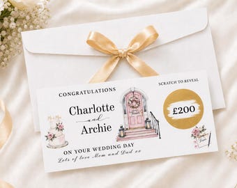Personalised Wedding Scratch Card, Honeymoon Fund Gift, Custom Reveal Voucher