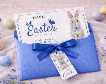 Personalised Easter Card Bunny Money Envelope – Custom Name Cash Holder for Kids