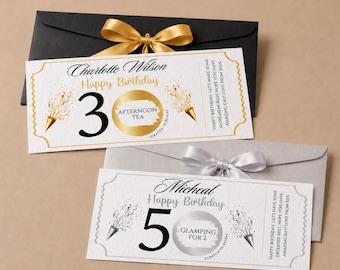 Personalised Scratch To Reveal Voucher Card | 50th Birthday | Gift Ticket Reveal