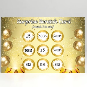 Scratch To Reveal Gift Card Personalised Rewards For Anniversary, Birthday Party, Secret Surprise