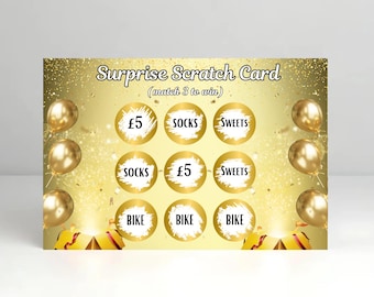 Scratch To Reveal Gift Card Personalised Rewards For Anniversary, Birthday Party, Secret Surprise