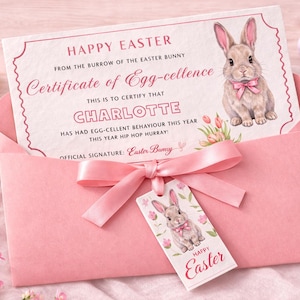 Personalised Easter Certificate Card Bunny Money Envelope – Custom Name Cash Holder for Kids
