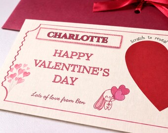 Scratch To Reveal Gift Card Personalise Rewards For Valentines Day Gift, Anniversary, Birthday Party, Secret Surprise.