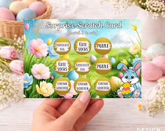 Personalised Easter Scratch Card Gift – Scratch To Reveal Surprise – Easter Bunny Egg Hunt Reward Card