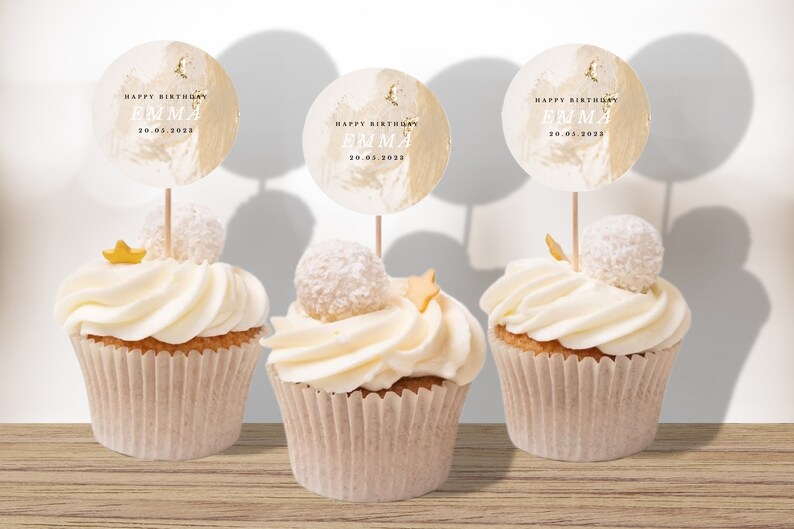 Editable Cupcake Topper Template for Canva Digital Download Etsy