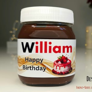 Personalised Nutella  Chocolate Spread Label Sticker - Custom Birthday, Christmas, Fun, Sweet Gift Idea  and Funny Novelty Gift