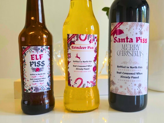 thumbnail image 2 of Non-Personalised Christmas Reindeer Piss Wine Bottle Sticker Label - Novelty Gift From UK 2 of 4