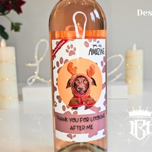 Étiquette de bouteille de vin | Gardien de chat | Merci de prendre soin de moi | Gardien de chien | Cadeaux pour animaux de compagnie pour gardien | Vin présent de la chatterie