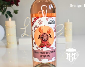 Etiqueta de botella de vino / Cuidador de gatos / Gracias por cuidarme / Cuidador de perros / Regalos de mascotas para el cuidador / Vino presente de criadero