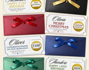 Personalised Scratch To Reveal Voucher Card | Birthday Surprise | Gift Ticket Reveal