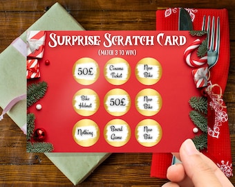 Scratch To Reveal Christmas Gift Scratch Card Personalise all Rewards Best Gifts For Secret Santa Eve Merry Elf Mistletoe Stockings XMas