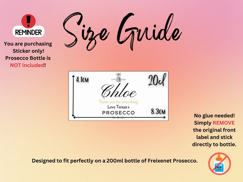 Personalised Prosecco Champagne Wine Label Sticker - Custom Birthday, Christmas, Fun, Sweet Gift Idea and Funny Novelty Gift image 8