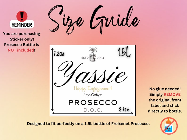 Personalised Prosecco Champagne Wine Label Sticker - Custom Birthday, Christmas, Fun, Sweet Gift Idea and Funny Novelty Gift image 9