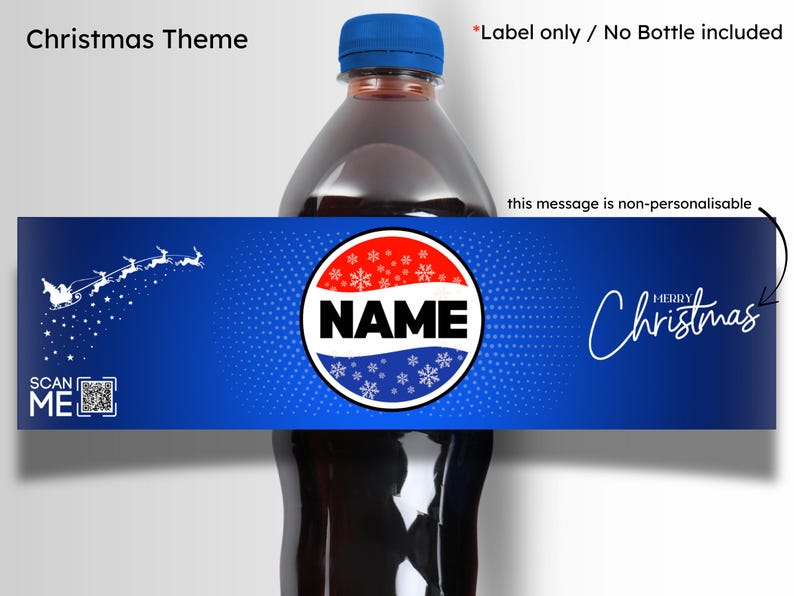 Personalised Pepsi Bottle Label Sticker | Custom Name Soda Gift | Birthday Party Favour Christmas Regular