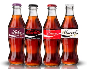 Personalised Inspired Label Sticker Custom Name Cola Can Bottle for Happy Birthday Wedding favors Christmas Funny Gift For Him / Her Party