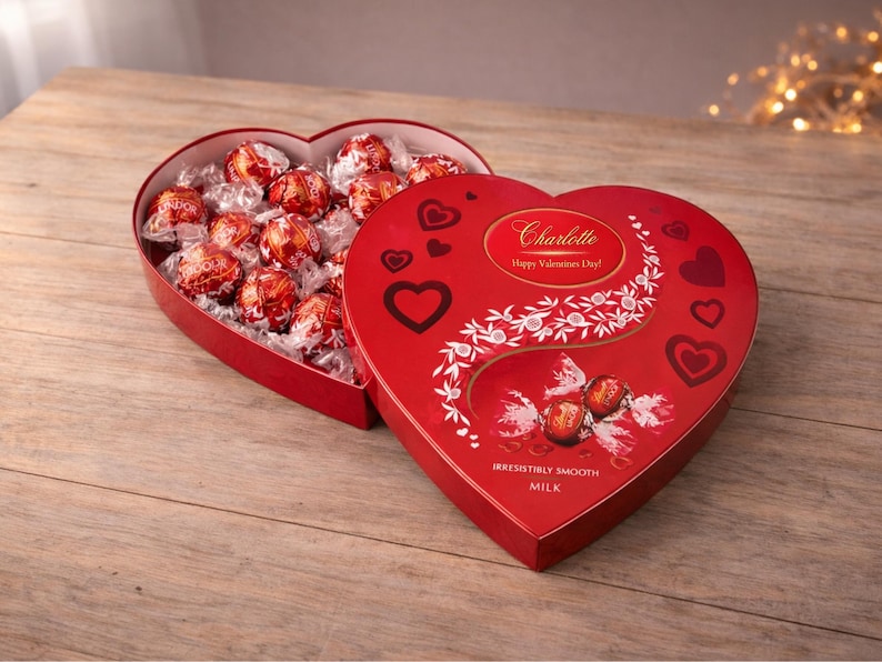 Personalised Valentine Gift Box with Teddy Bear, Chocolate Heart – Romantic Gift for Her / Him image 5