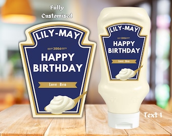 Novelty Custom Mayo Label - Personalised Sticker Label for Gifts & Events , add any text , fully customised , funny gift ,fun gift