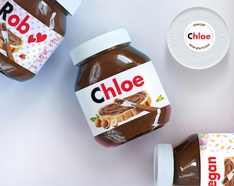 Personalised Nutella Chocolate Spread Label Sticker Custom Name Birthday Gift Easter Treat Party Favor Vinyl Glossy Adhesive Novelty Present