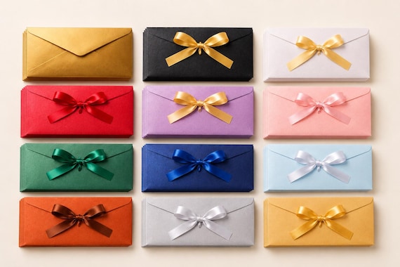Bow Tied Ribbon Gift Voucher Envelopes, Luxury Money Wallets & Gift Card Holders