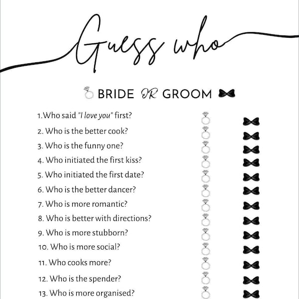 Guess who Bride or Groom