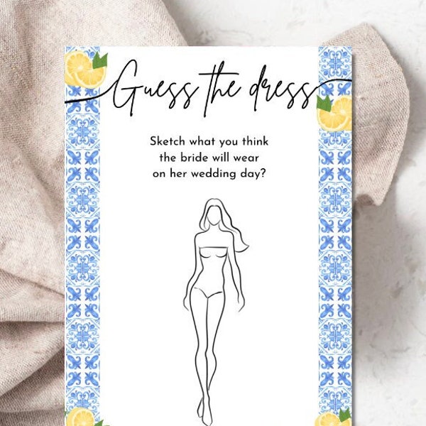 Tuscan theme - Guess the Dress - Bridal Shower Game