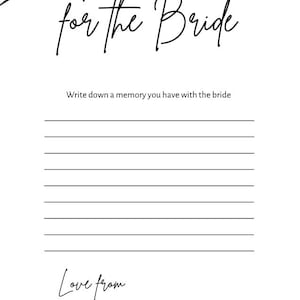 Memories for the Bride - Bridal game