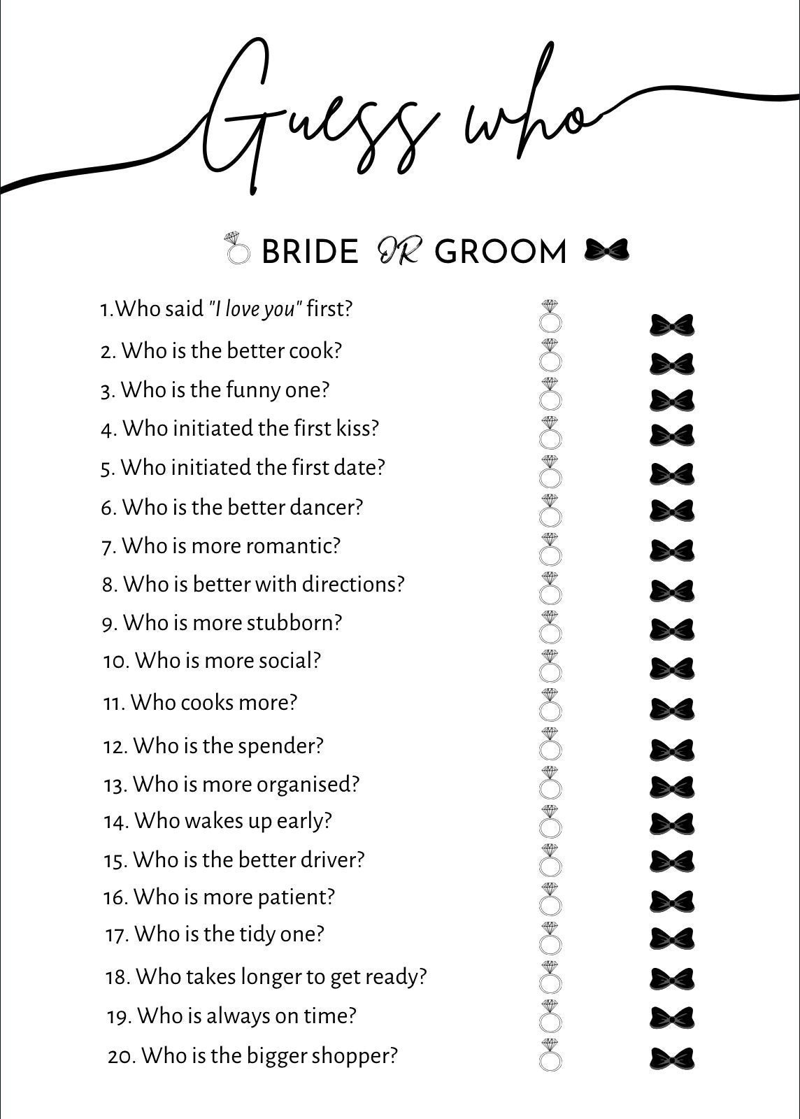 Guess who Bride or Groom