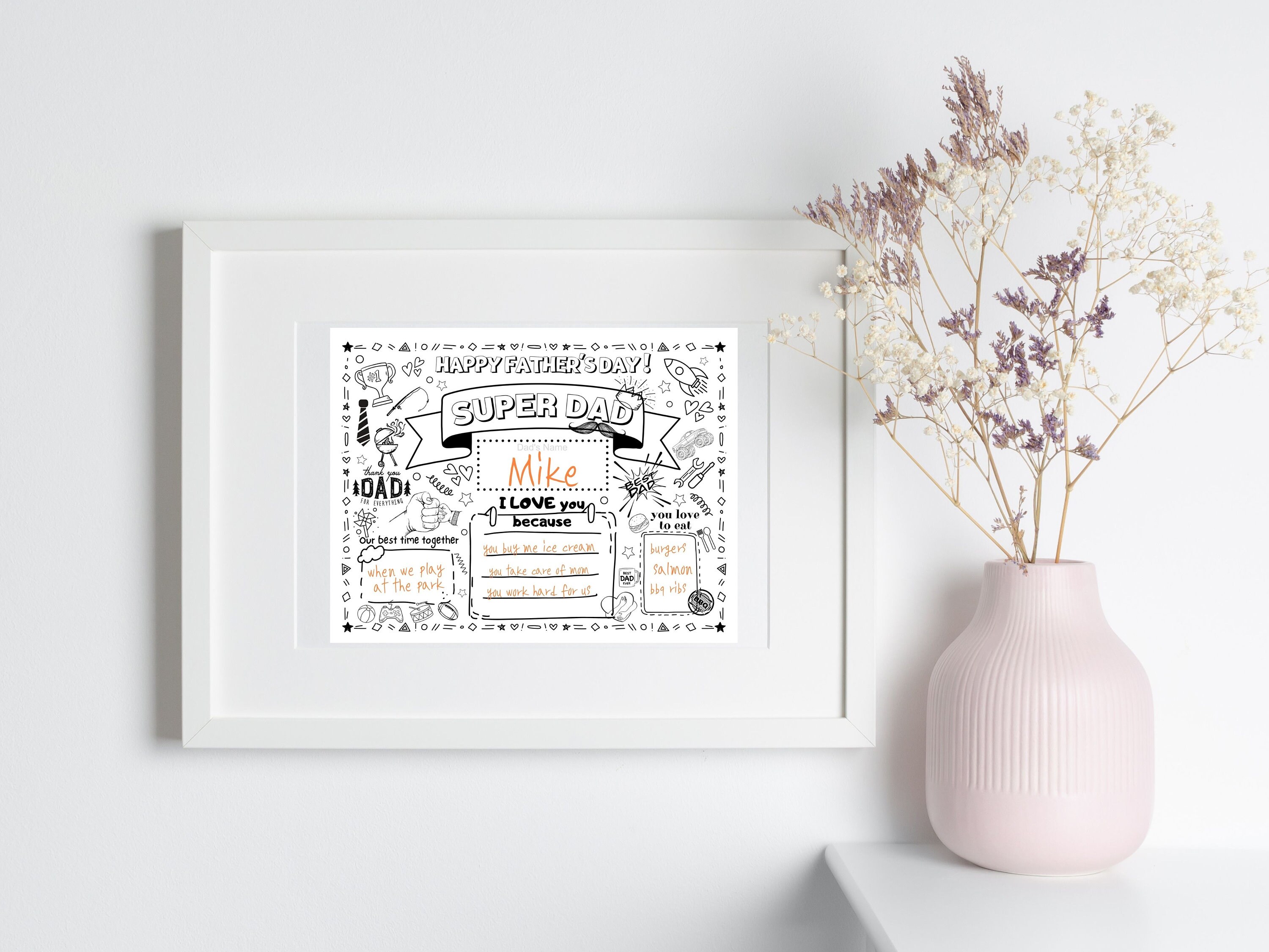 Father's Day All About Dad Questionnaire Printable Coloring Craft ...