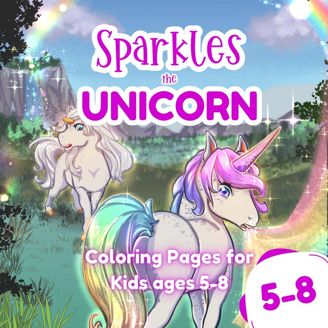 Sparkles Unicorn Coloring Book: Hand-drawn Kids Activities (PDF Pattern ...