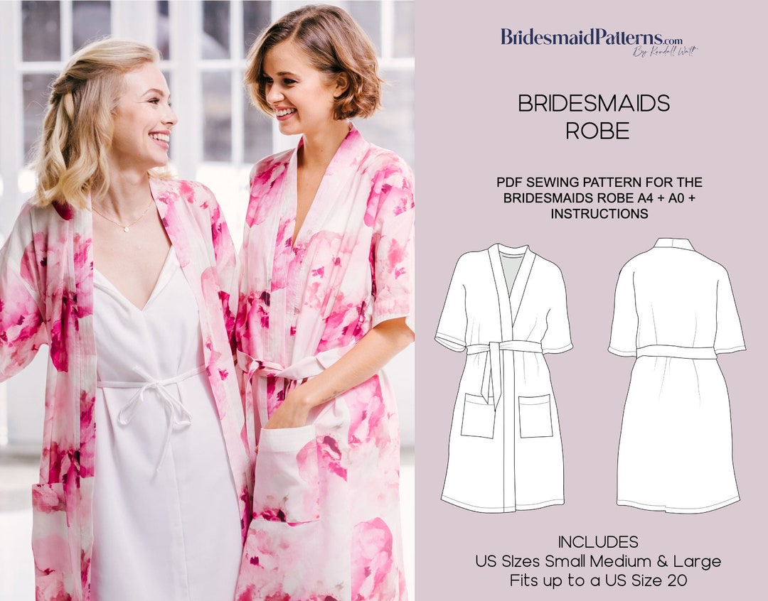 Bridesmaids Robe Pattern - Digital PDF Sewing Pattern - Instant ...