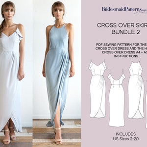 Cross Over Bridesmaids Dress Pattern Bundle 2 - Digital PDF Sewing Pattern - Instant Download - Printable - US Sizes 2-20 - A4