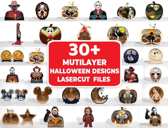 30+ Designs Halloween Laser Cut File Svg,Halloween Shelf Sitter Svg,Layered Halloween Cut File Svg,Horror Characters Svg,Halloween Decor Svg
