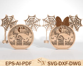 Multilayer Halloween Mouse svg, Haunted House svg, Nightmare Scene svg,Laser cut files, Glowforge svg files, Cricut Silhouette