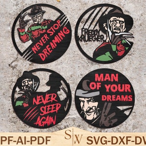 Bundle Horror Door Hanger Svg,Horror Characters Welcome Sign Svg,Halloween Scary Front Svg ,Horror Door Sign,Halloween Decor,Glowforge Files