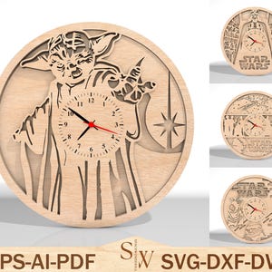 Orologio 3D multistrato Star Wars Home Decor Lasercut Svg, Orologio fatto a mano, Orologio Starwars, Regalo Star Wars Svg, Orologio 3D Svg, Glowforge