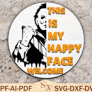 Horror Door Hanger Svg, Horror Characters Welcome Sign Svg ,Halloween Scary Front Svg ,Horror Door Sign Svg,Halloween Decor ,Glowforge Files