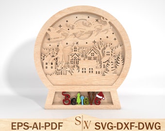 Cartoon stehende Schicht Holzschild Stehend Merry Grinchmas Multilayer Laser Cut Datei Stehend, Cartoon Hand svg, Weihnachtsdekor, Glowforge-Datei
