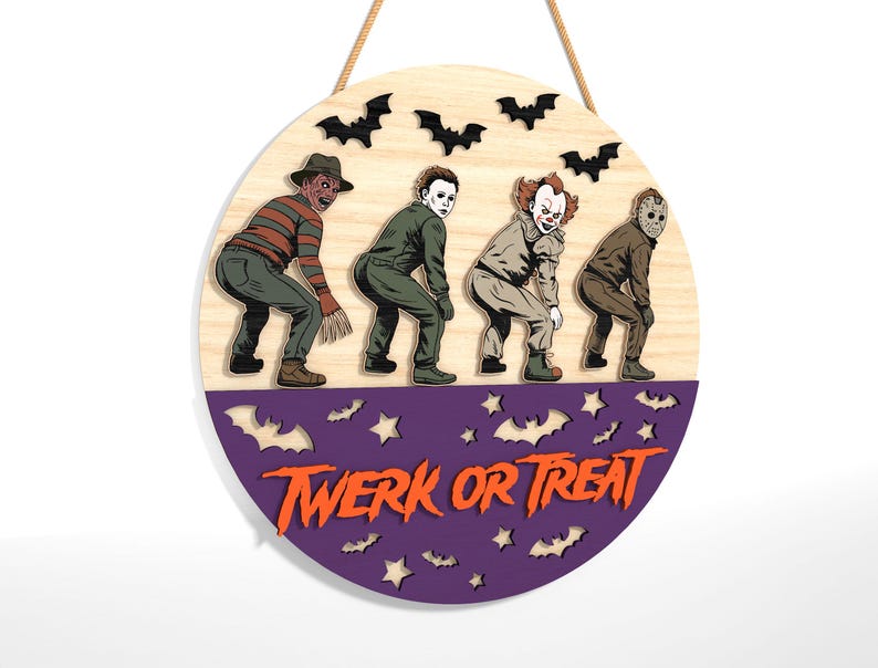 Horror Characters Door Sign Bundle Svg, Halloween Door Hanger Svg ...