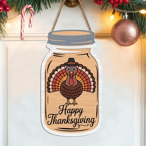 Fall Halloween Mason Jar Sign SVG Bundle, Wood Tag Door Hanger Laser ...