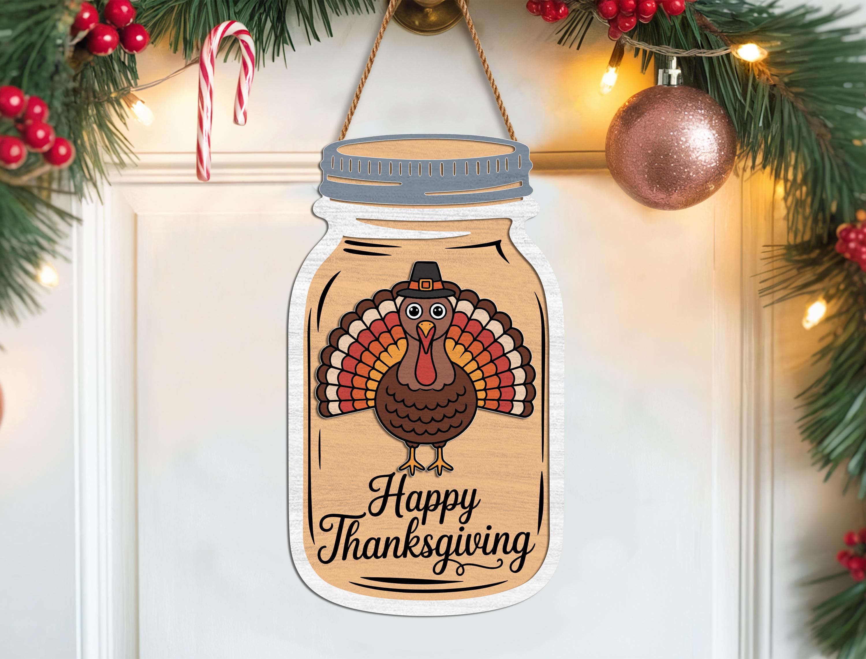 Fall Halloween Mason Jar Sign SVG Bundle, Wood Tag Door Hanger Laser ...