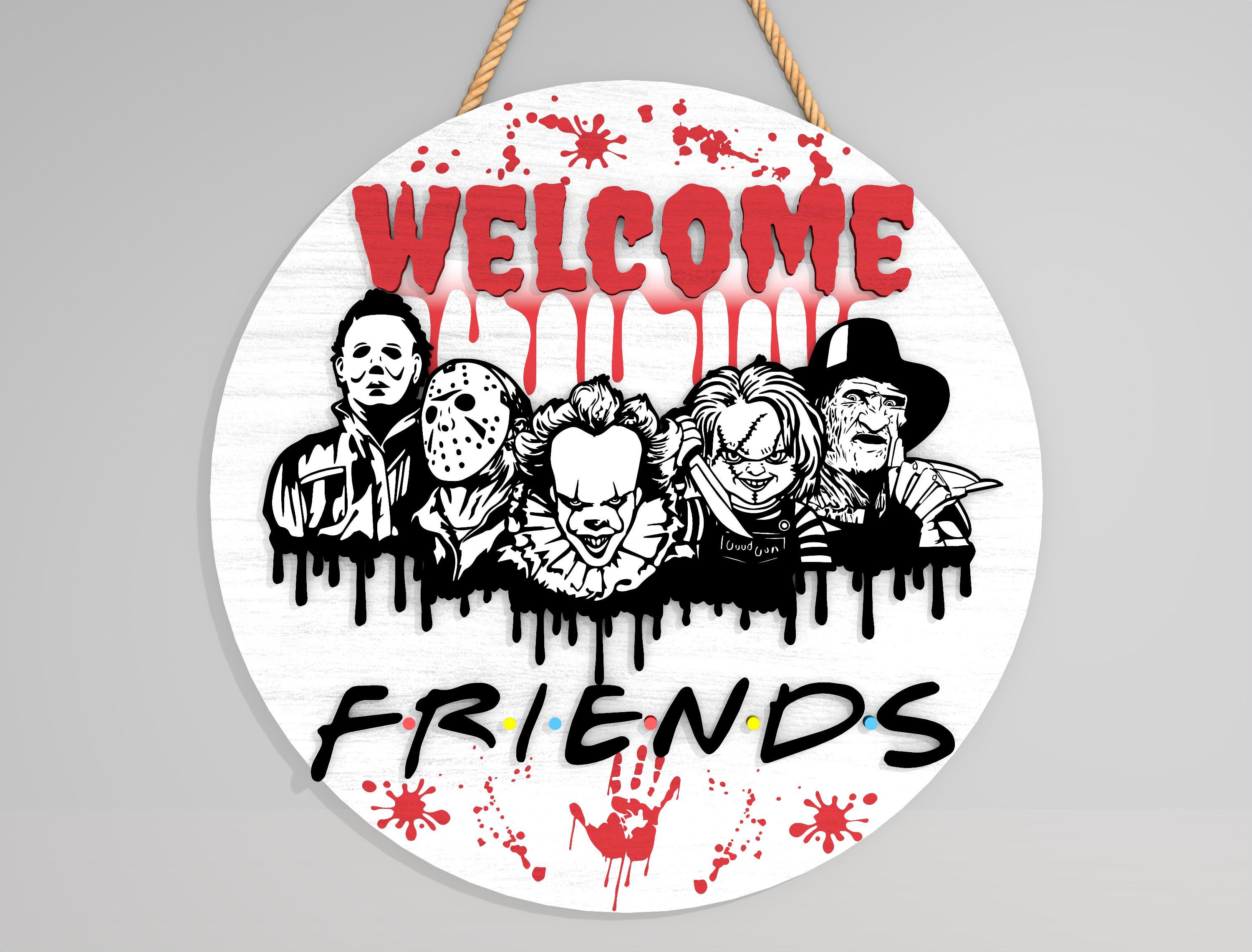 Horror Characters Door Sign Bundle Svg, Halloween Door Hanger Svg ...