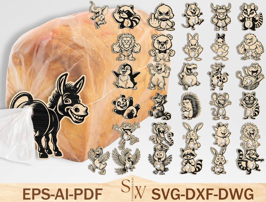 Funny Animal Middle Finger SVG Bundle, Rude Cartoon Animals Laser Cut ...
